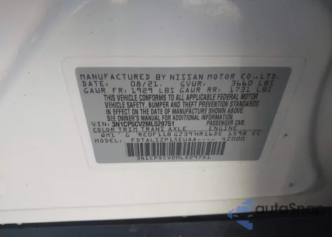 2021 Nissan Kicks Sv Xtronic Cvt from USA, damaged, VIN 3N1CP5CV2ML529751